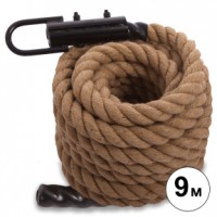 Канат спортивний для лазіння з кріпленням COMBAT BATTLE ROPE Sparta FI-0909-9 9м коричневий