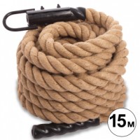 Канат спортивний для лазіння з кріпленням COMBAT BATTLE ROPE Sparta FI-0910-15 15м коричневий