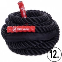 Канат для кросфіту, перетягування та боротьби Sparta COMBAT BATTLE ROPE FI-2597-9 12м чорний