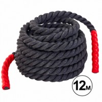 Канат для кросфіту, перетягування та боротьби Sparta COMBAT BATTLE ROPE FI-5311-12 12м чорний