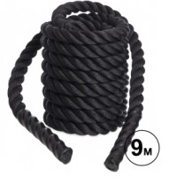 Канат для кросфіту, перетягування та боротьби Sparta COMBAT BATTLE ROPE FI-5311-9 9м чорний