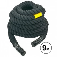 Канат для кросфіту, перетягування та боротьби Sparta COMBAT BATTLE ROPE R-6228-9 9м чорний