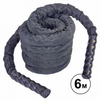 Канат для кросфіту, перетягування та боротьби Sparta COMBAT BATTLE ROPE FI-5719-6 6м чорний